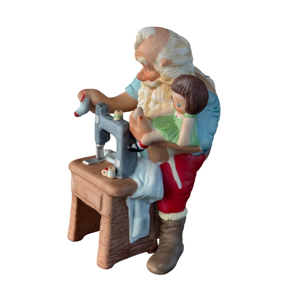 Hallmark Vintage 1988 Limited Edition Santa Claus Sewing Doll Porcelain Figurine - Picture 2 of 7